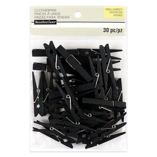 12 Packs: 30 ct. (360 total) Black Clothespins by Recollections™